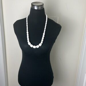 Vintage Boho Chunky Faux Pearl White Necklace